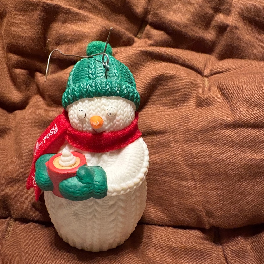Hallmark Snowman Ornament with Green Hat and Red Scarf